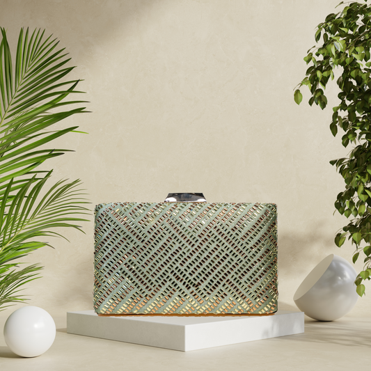 Stardust Jewel Green Box Clutch