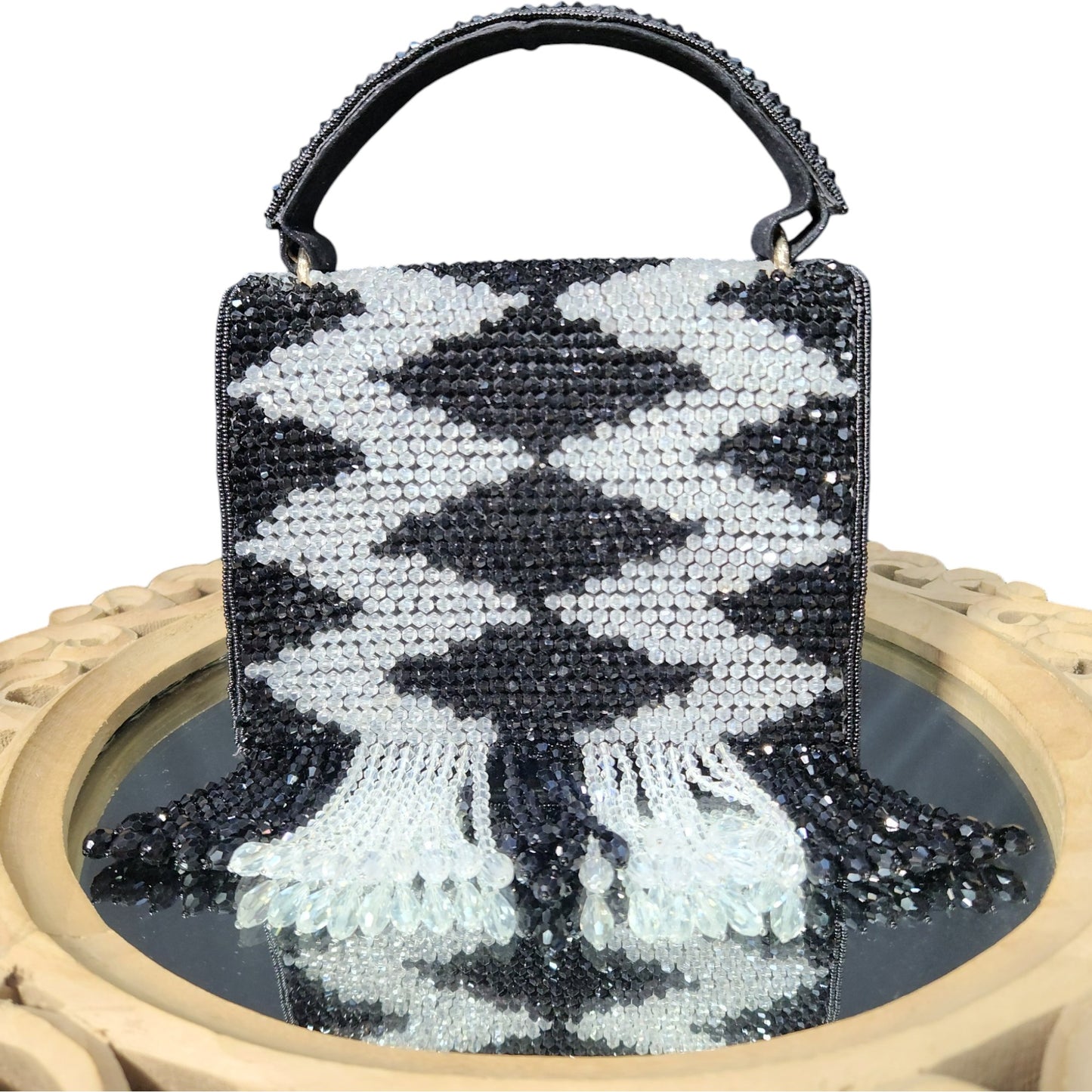 Crystal Cascade Black Flapover Box Bag