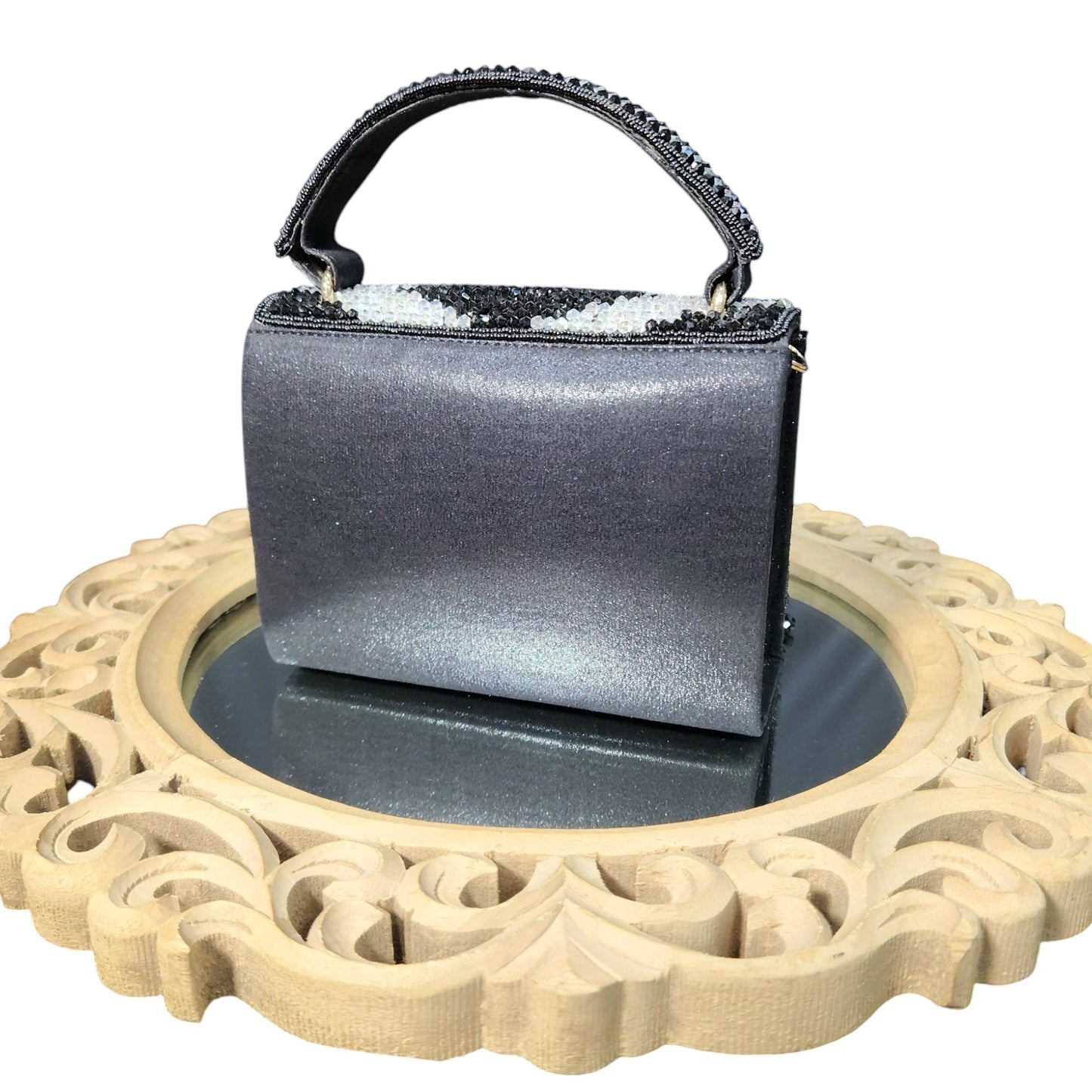 Crystal Cascade Black Flapover Box Bag