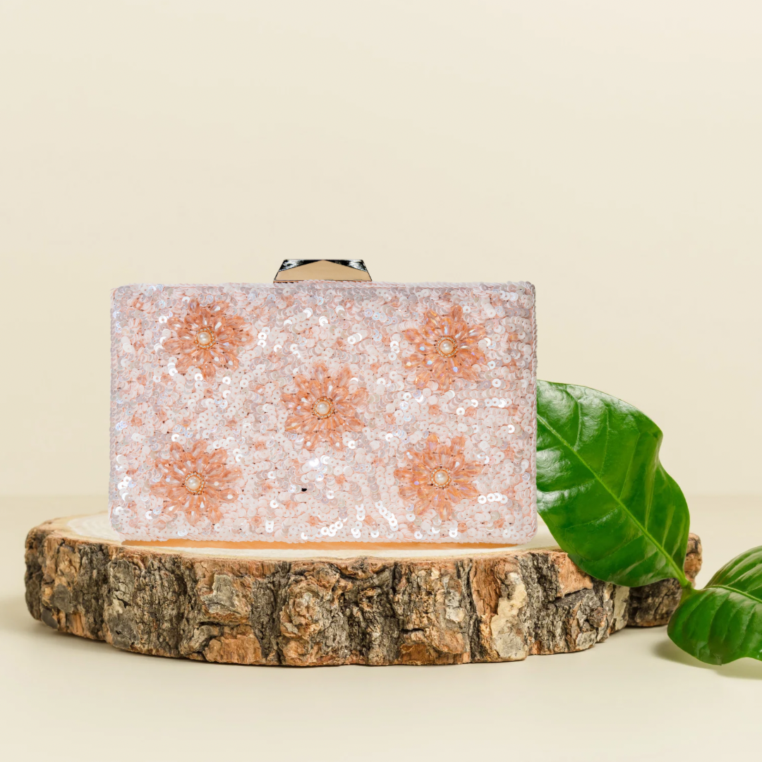 Celestial Blossom Rose Gold Box Clutch