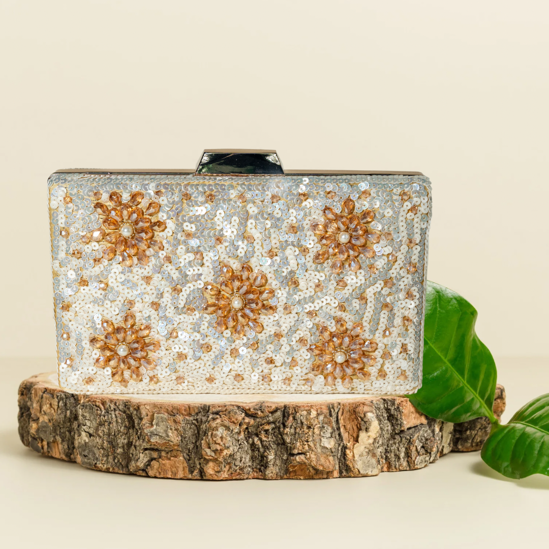 Celestial Blossom Gold Box Clutch