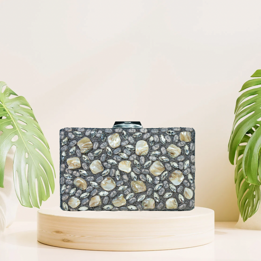 Baroque Mosaic Grey Box Clutch