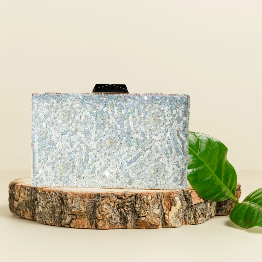 Celestial Blossom Ivory Box Clutch