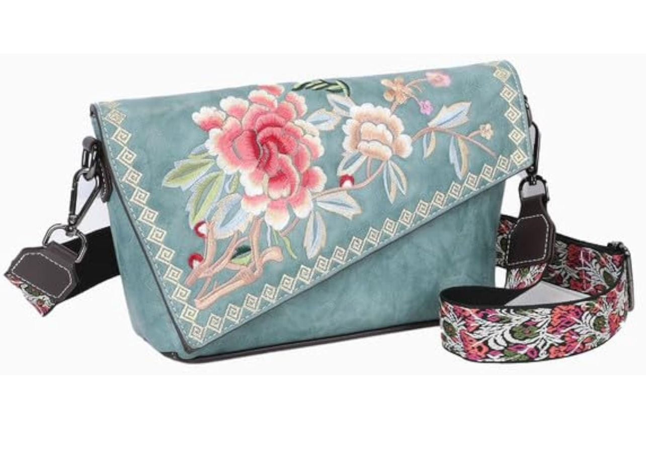 Floral Blossom Turquoise Crossbody Bag