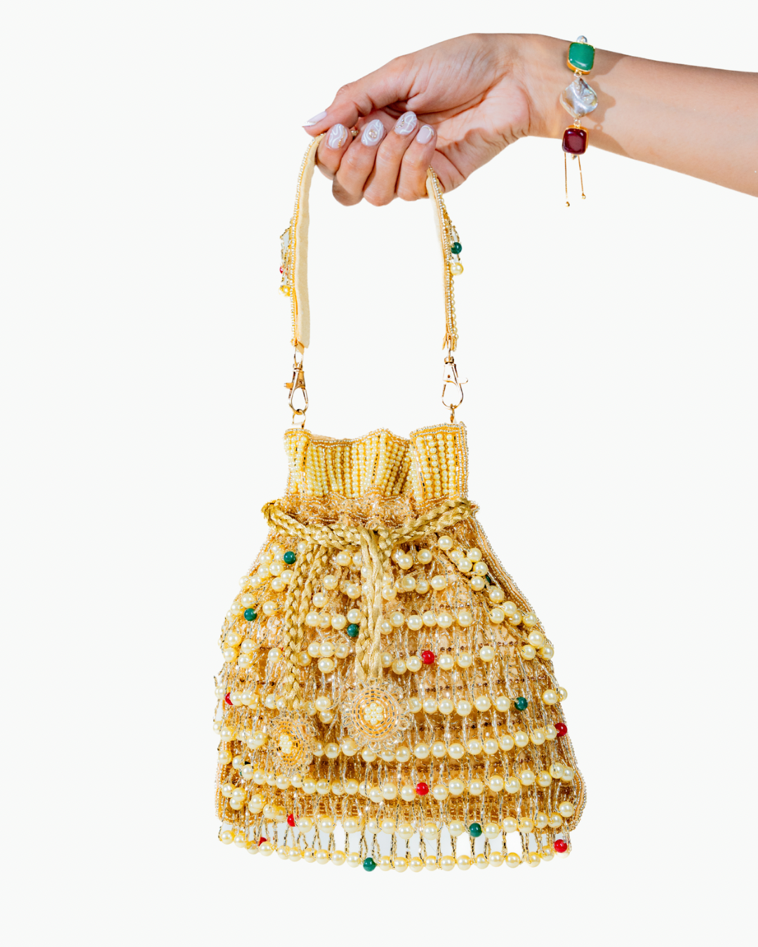 Beaded Tassel Gold Treasure Potli