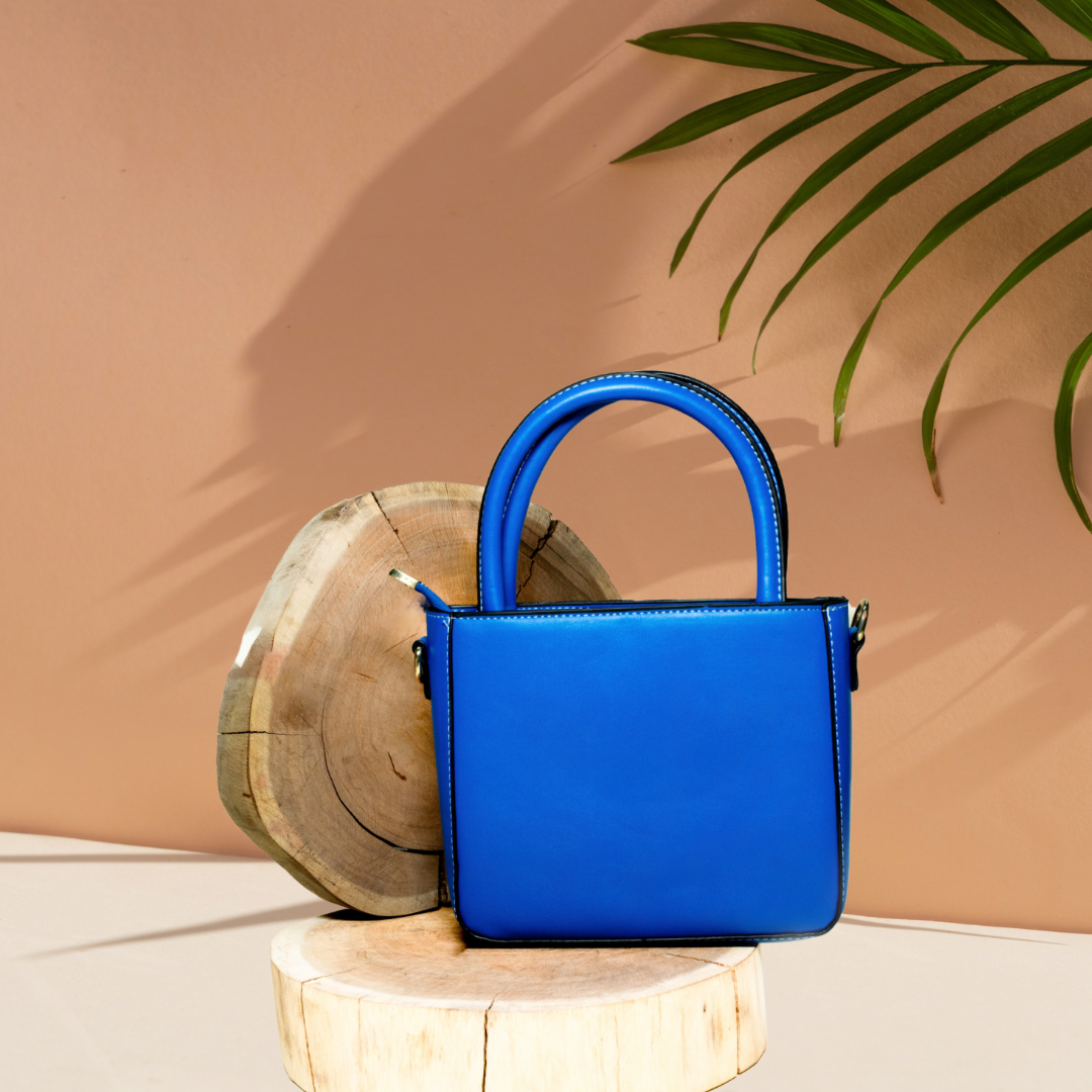 Quirky Colourblock Blue Satchel