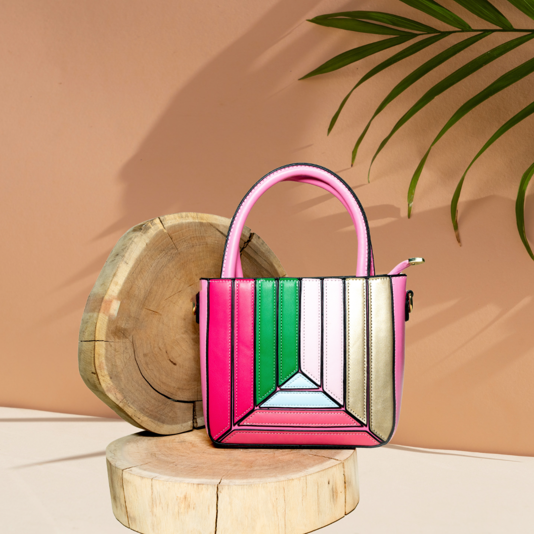 Quirky Colourblock Hot Pink Satchel