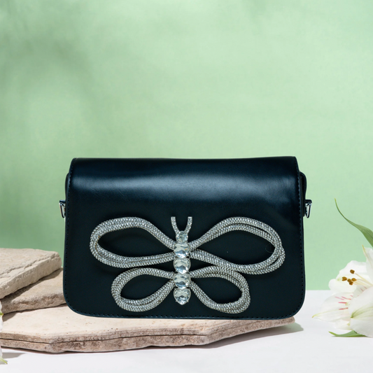 Butterfly Black Messenger Bag