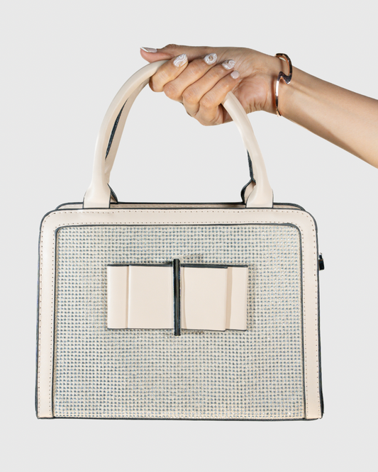 Dazzling Diamond Beige Bow Satchel