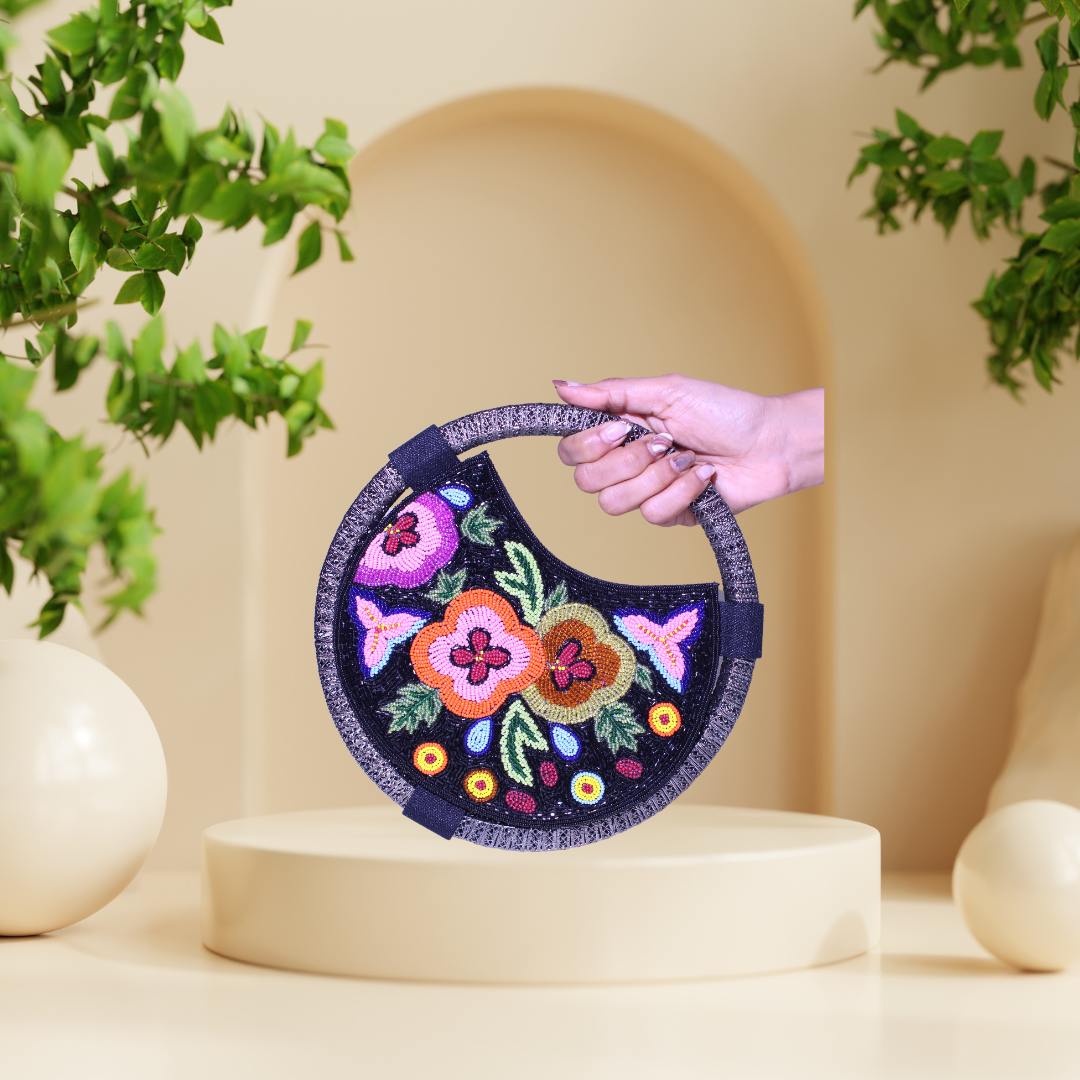 Floral Fantasy Black Party Ring Bag (Copy)