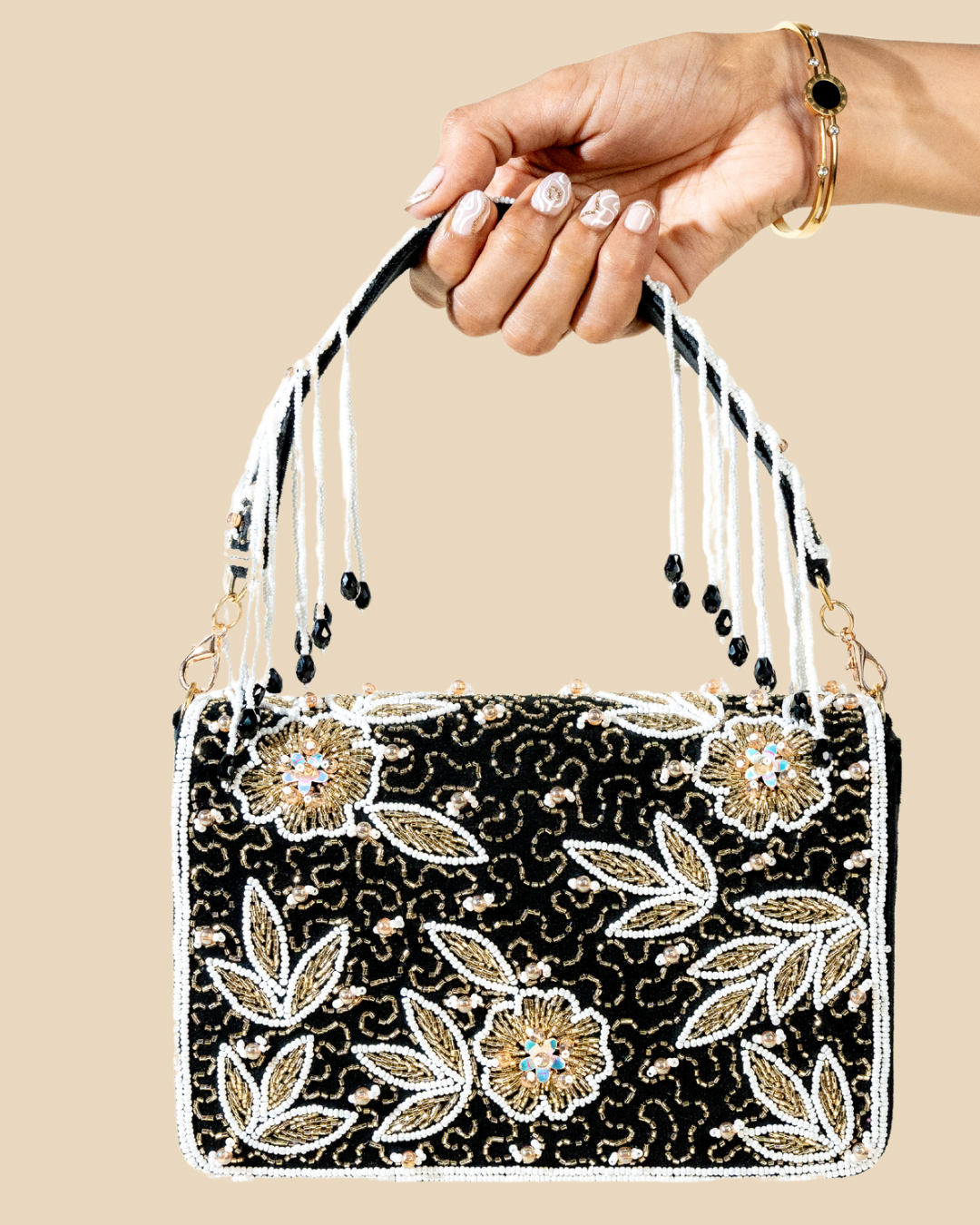 Floral Flair Black Box Bag