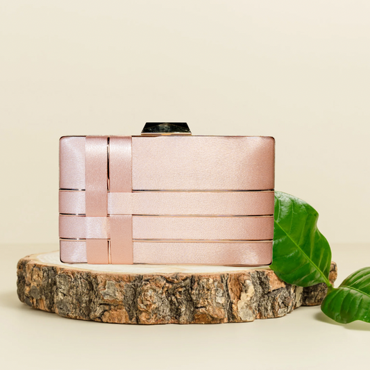 Luxe Satin Rose Gold Quilted Box Clutch