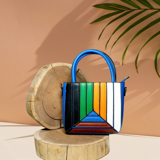 Quirky Colourblock Blue Satchel