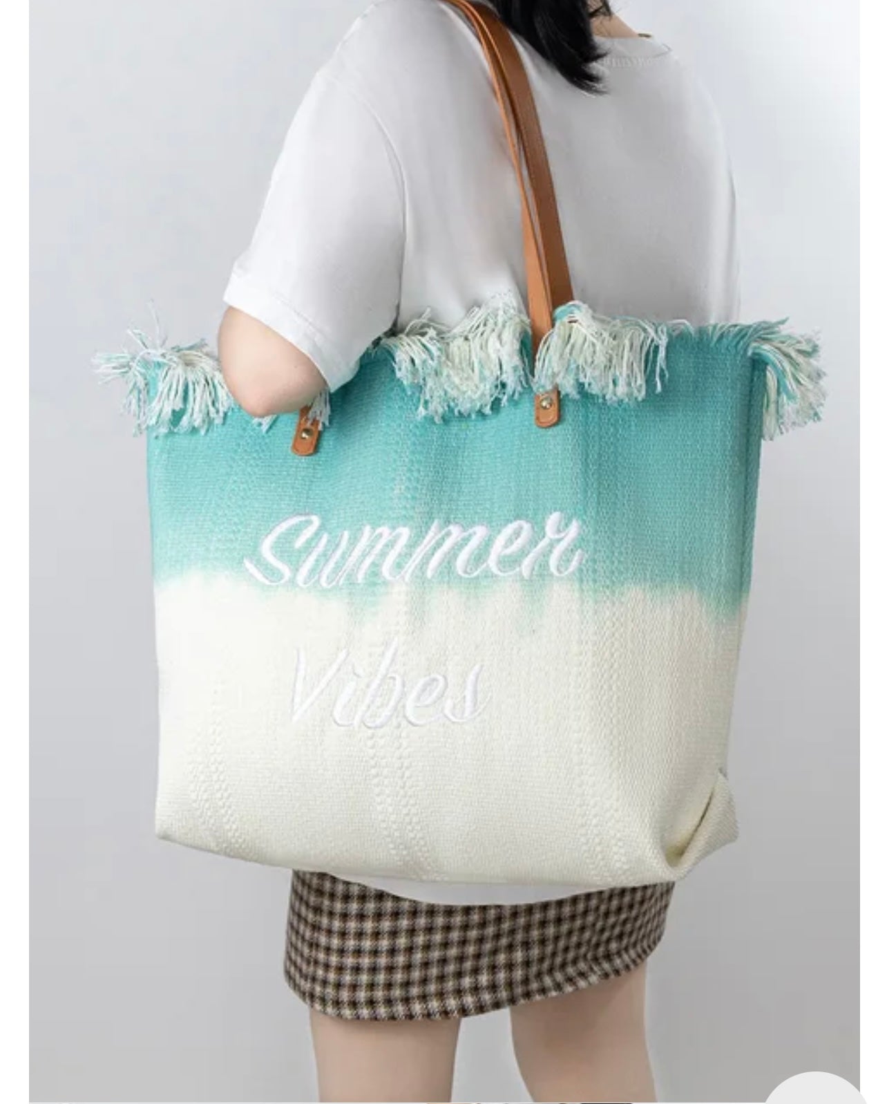 Summer Vibes Sea Green Ombre Tote Bag