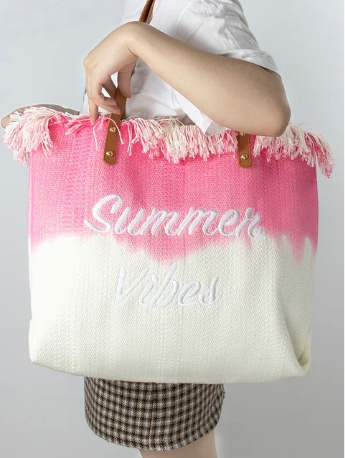 Summer Vibes Pink Ombre Tote Bag