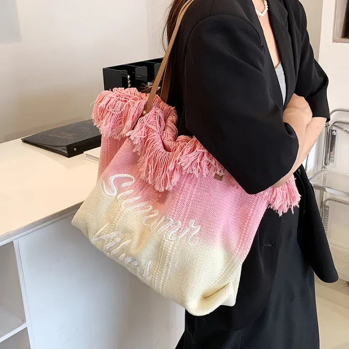 Summer Vibes Pink Ombre Tote Bag