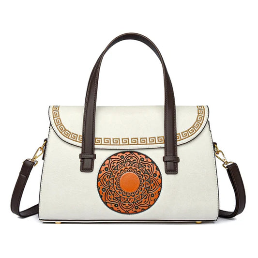 Mandala Embossed White Bag