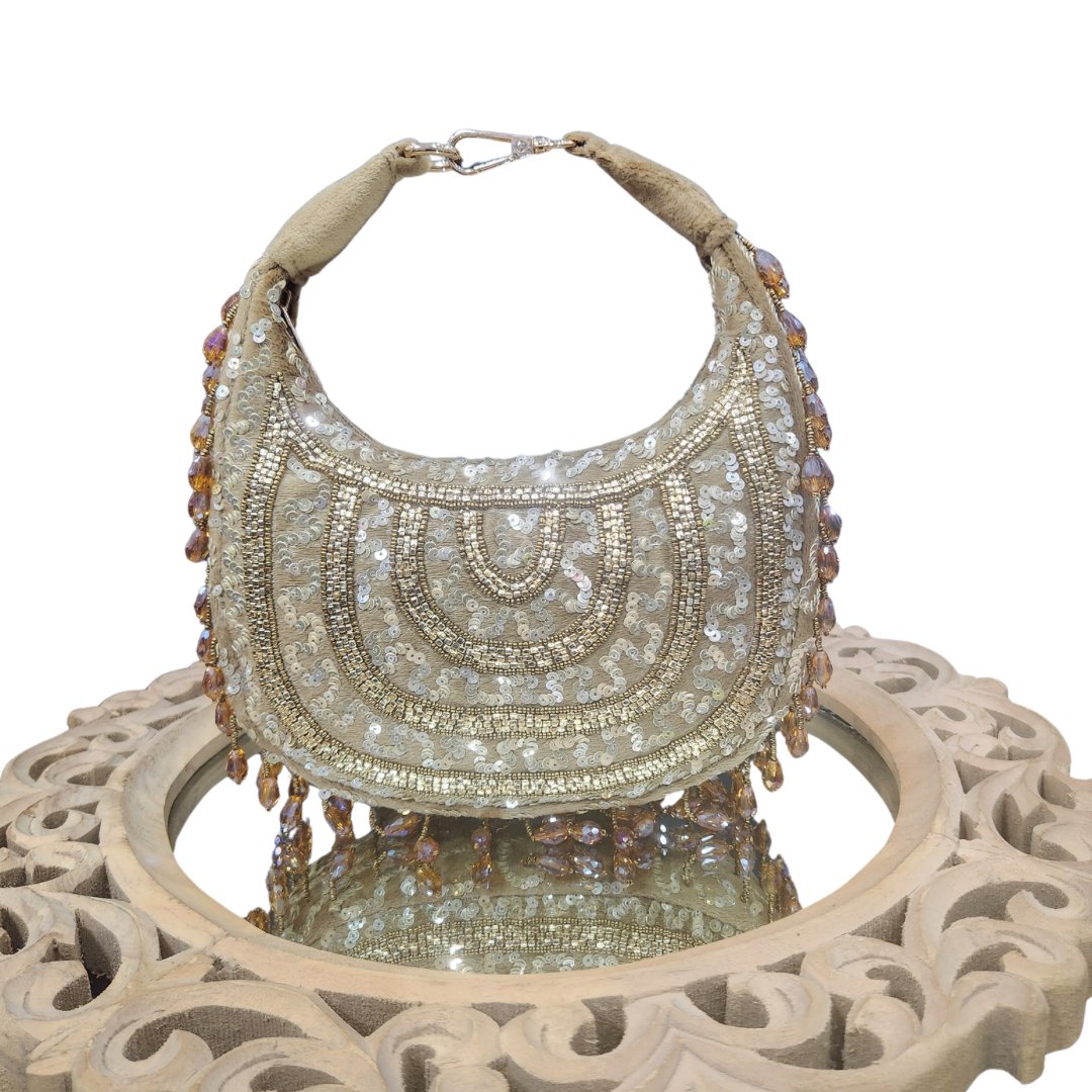 Chand Glam Antique Gold Crystal Bag