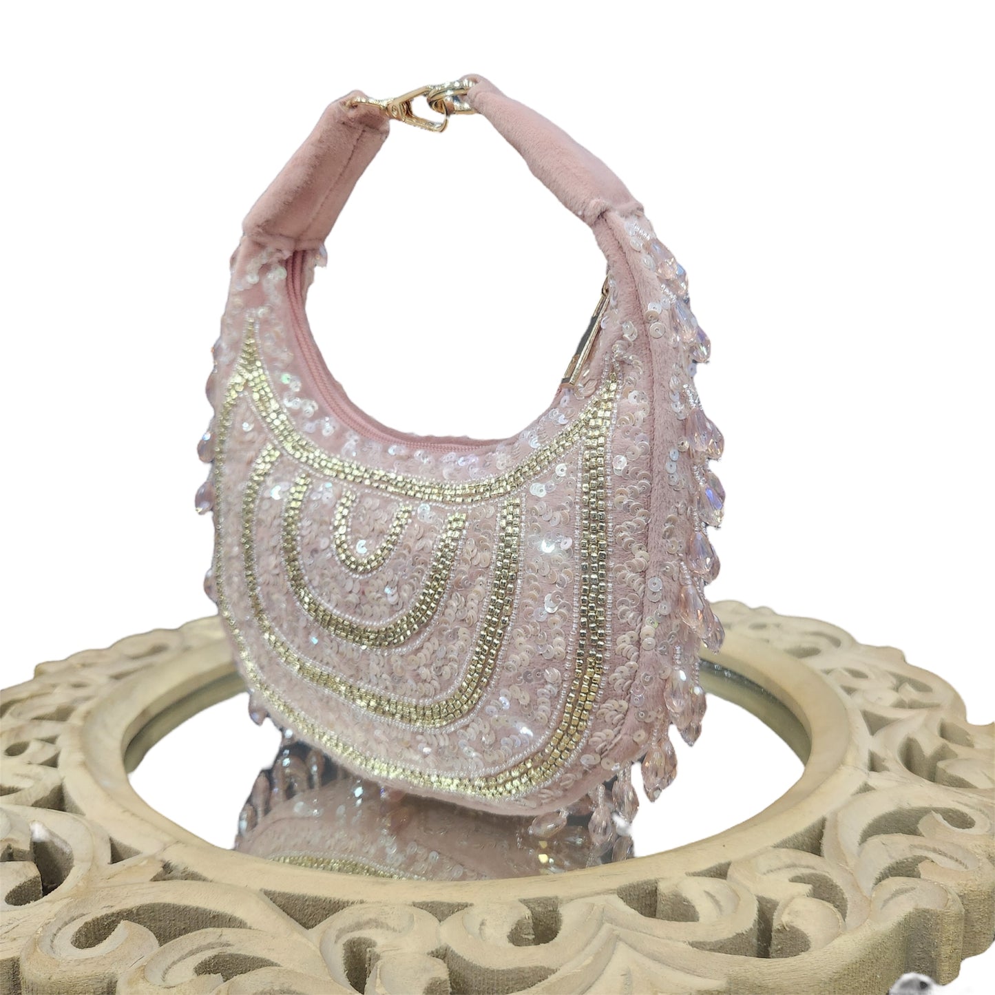 Chand Glam Pink Crystal Bag