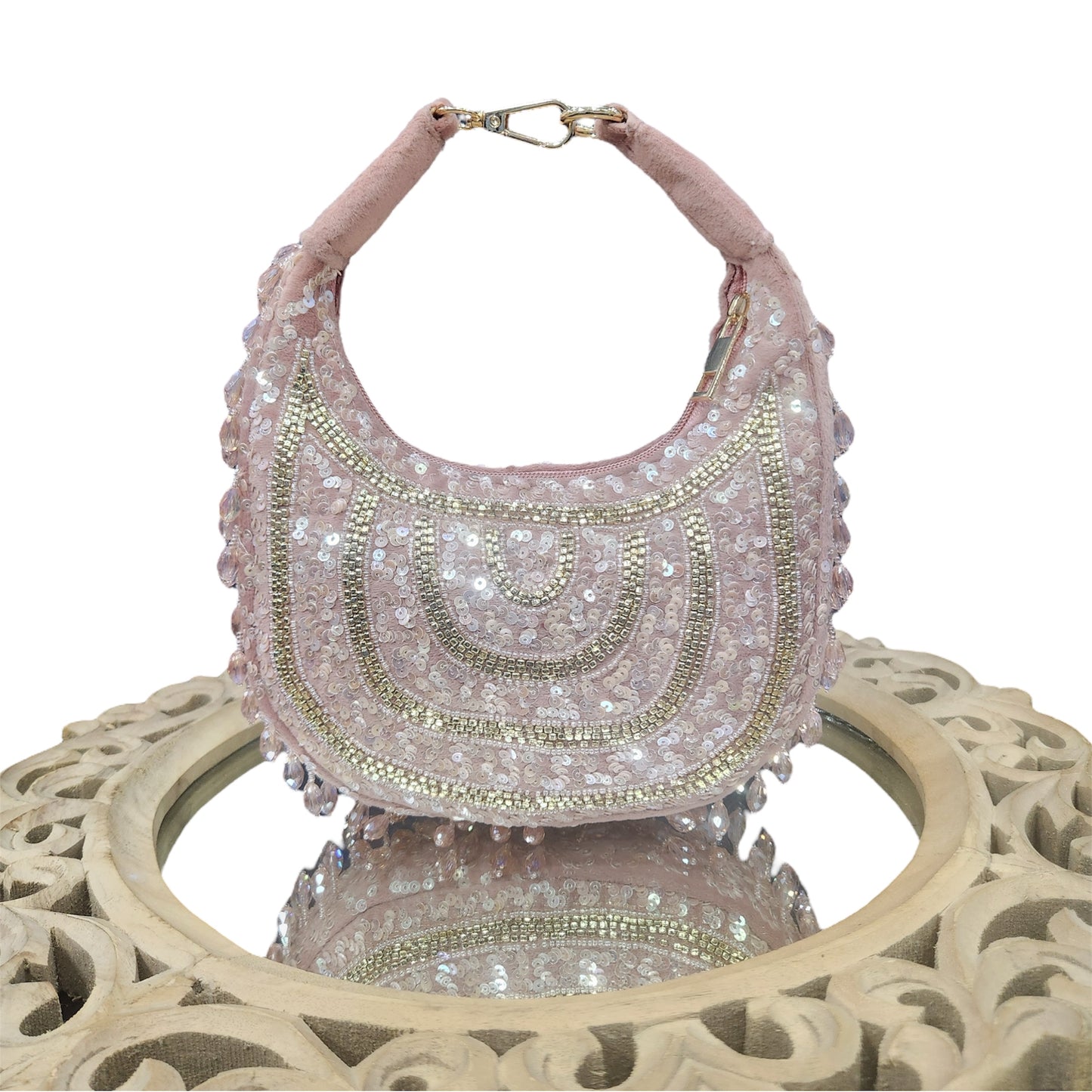 Chand Glam Pink Crystal Bag