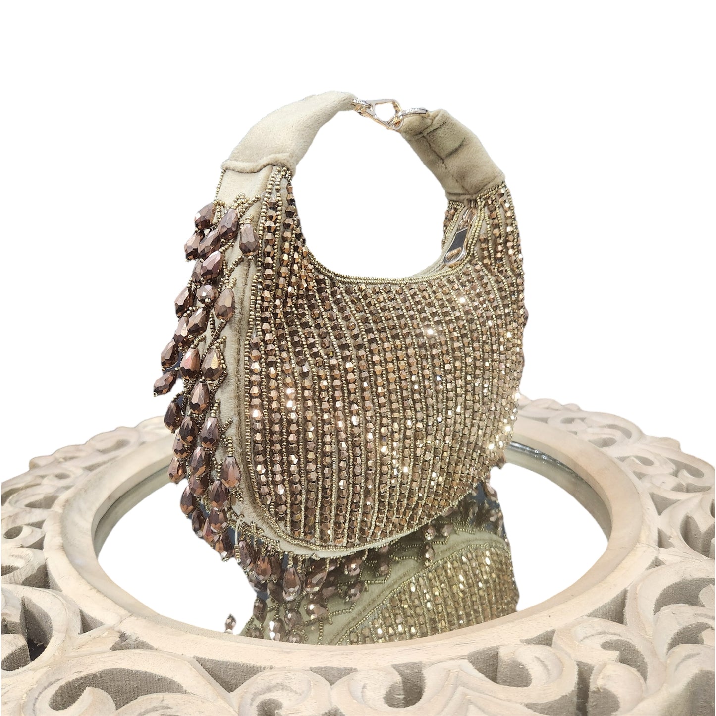 Crysta Antique Gold Moon Bag