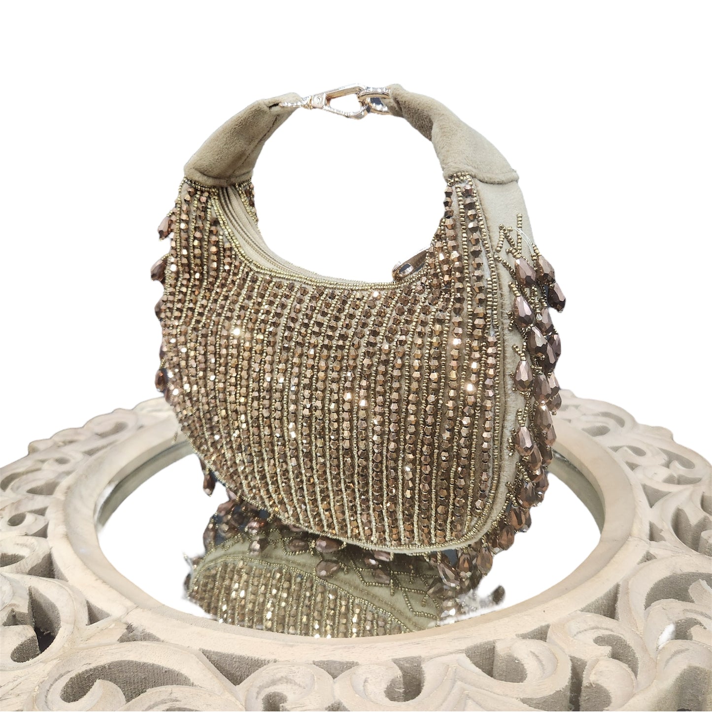 Crysta Antique Gold Moon Bag