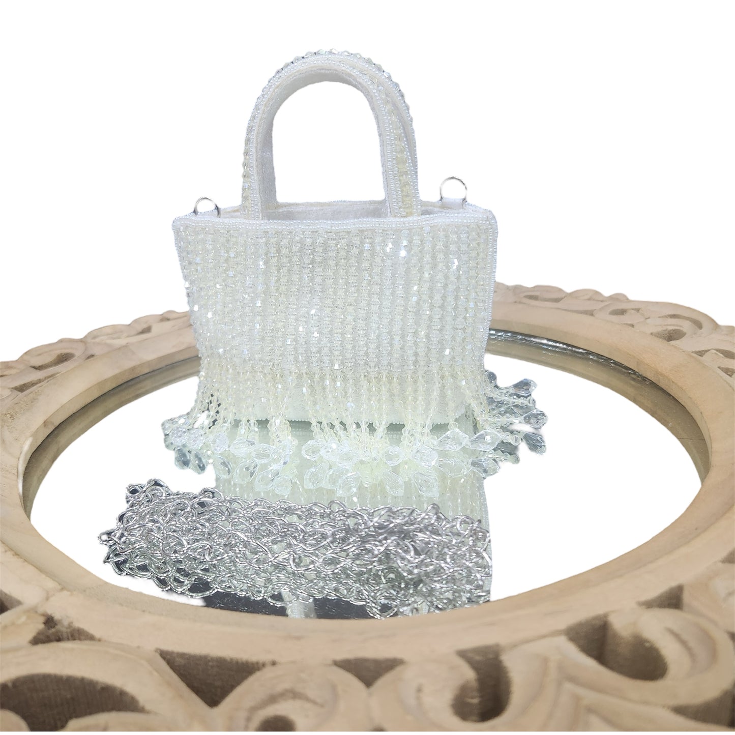 Gleam Mini White Crystal Bag