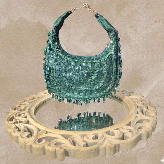 Chand Glam Green Crystal Bag