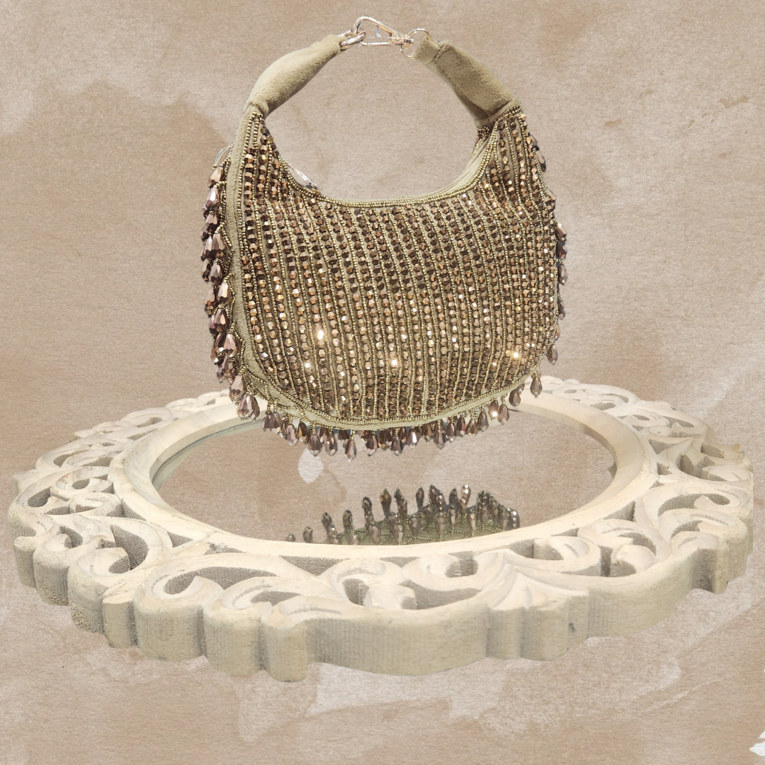 Crysta Antique Gold Moon Bag