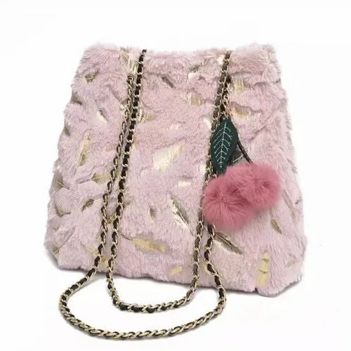 Plush Pink Feather Tote Bag