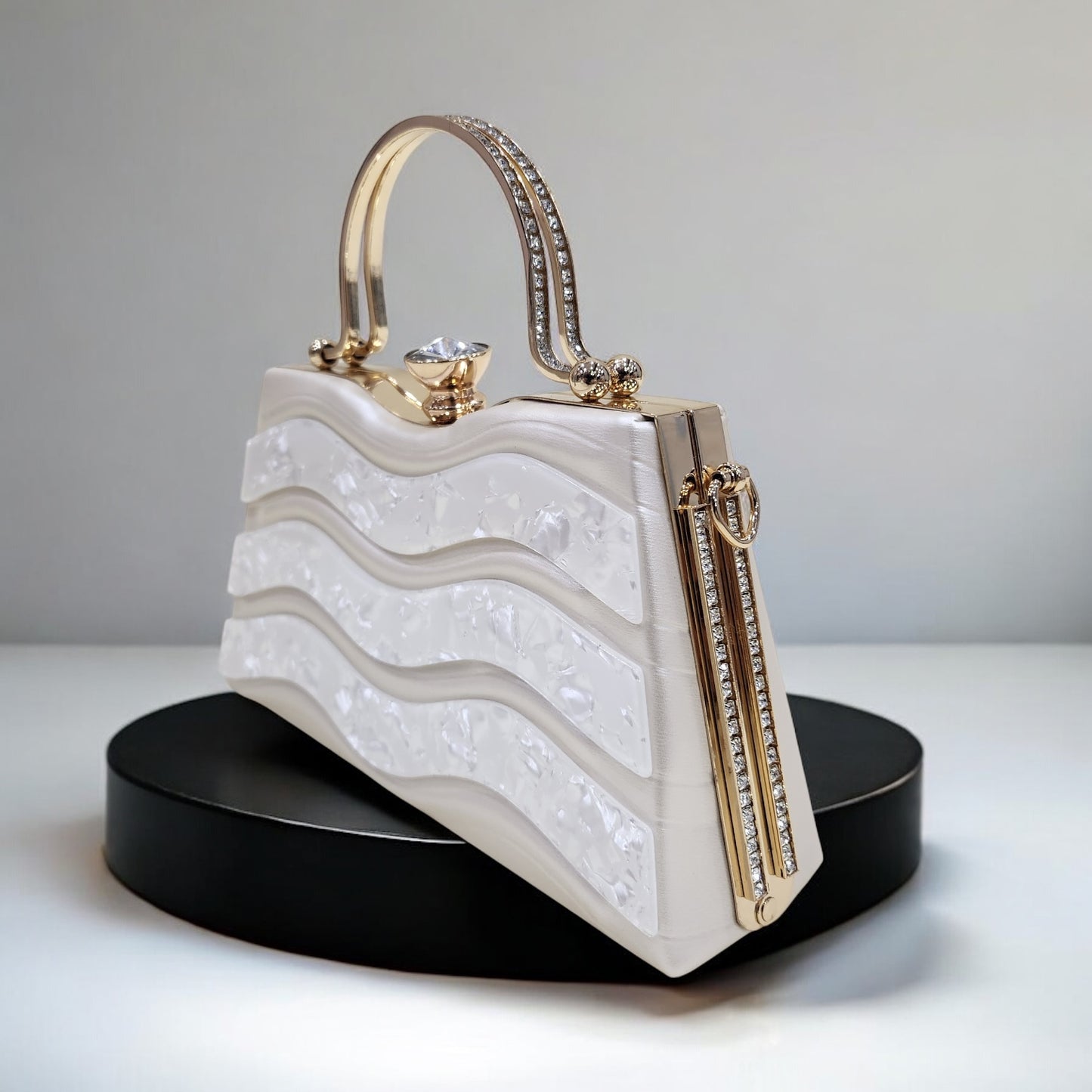 Marble Wave White Box Clutch