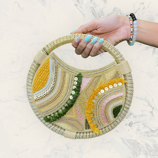 Abstract Gold Party Ring Bag