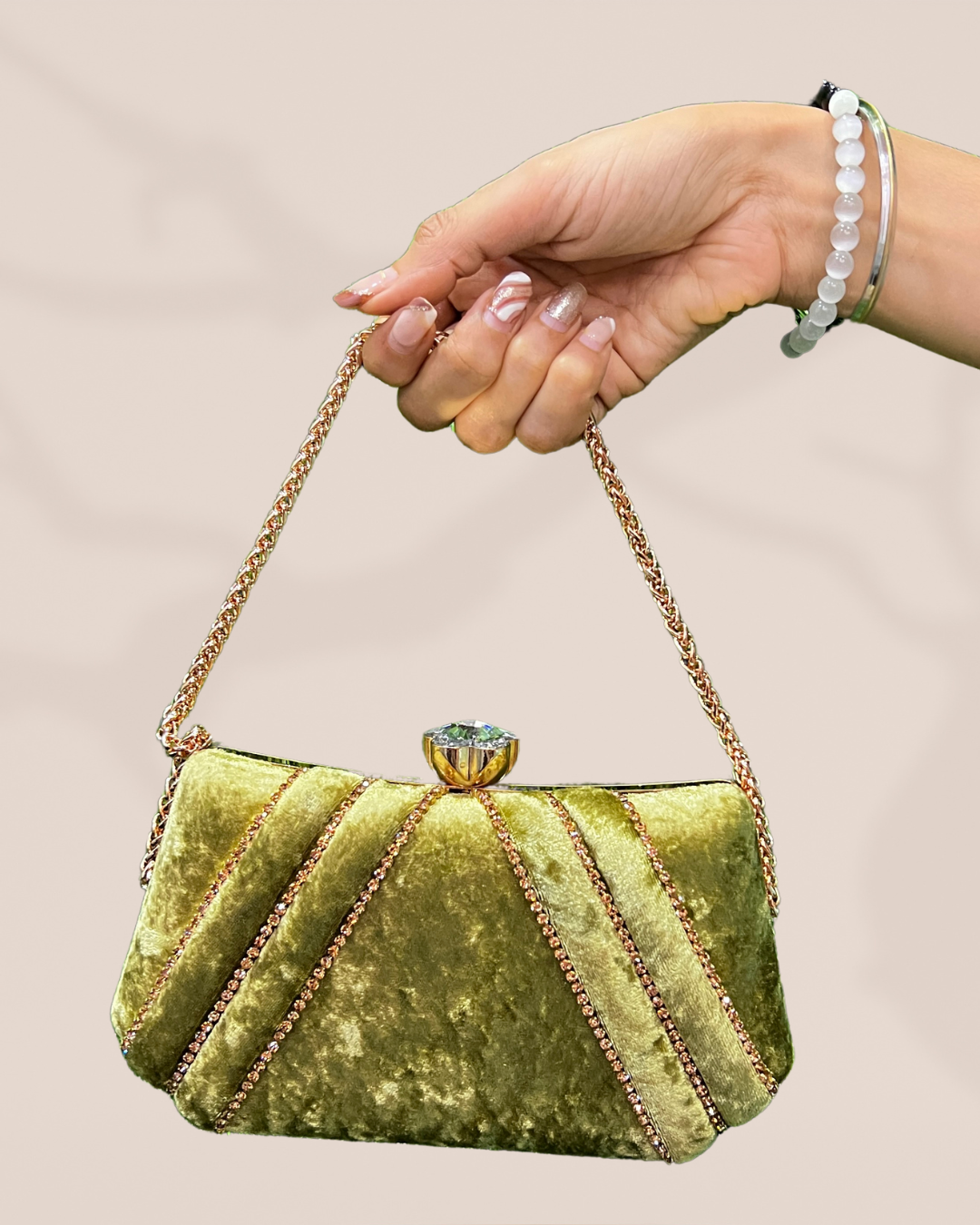 Regal Green Velvet Box Clutch