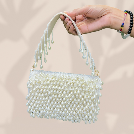 Reverie Beaded Pearl Flap Box Bag