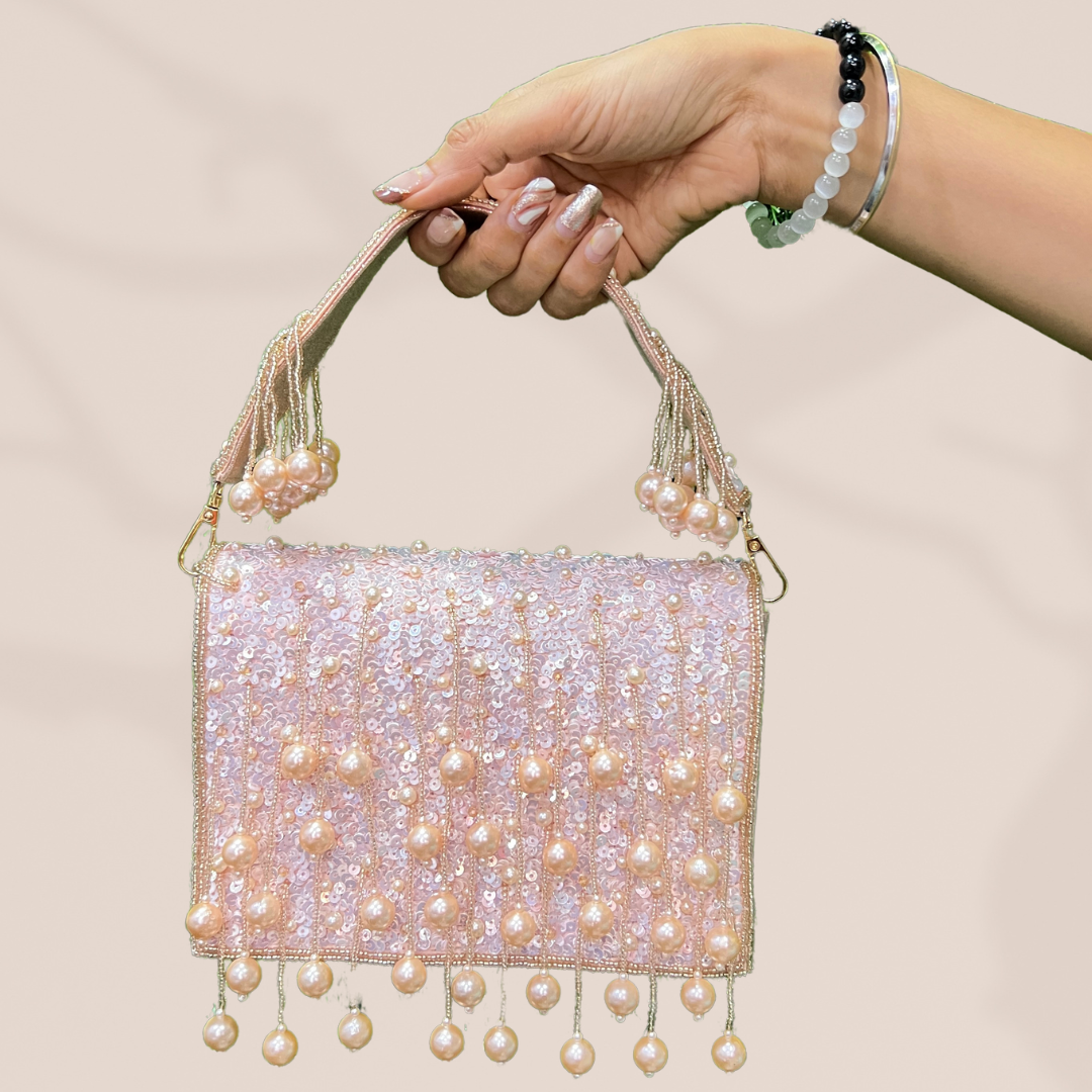 Pearl Radiance Rose Gold Flap Box Bag