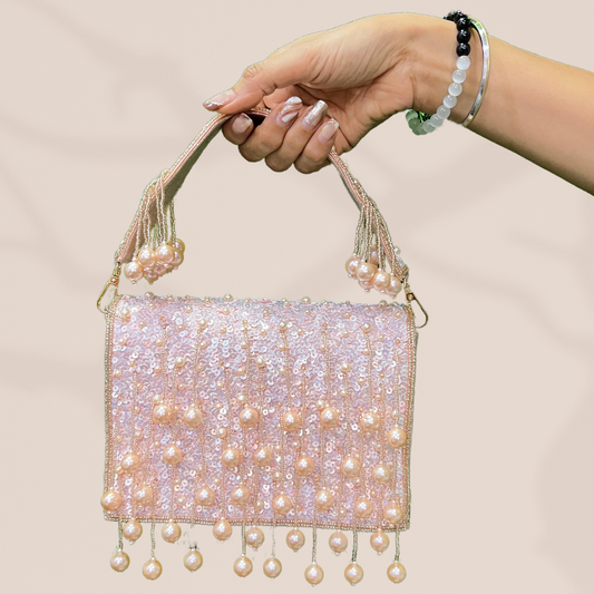 Pearl Radiance Rose Gold Flap Box Bag