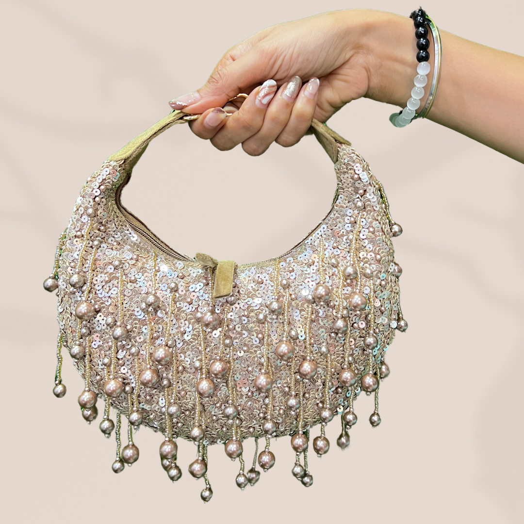 Celestial Sparkle Rose Gold Moon Bag