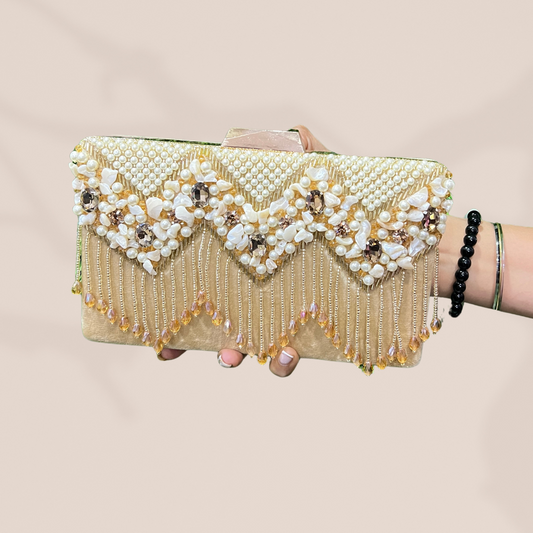 Opulent Chevron Gold Box Clutch