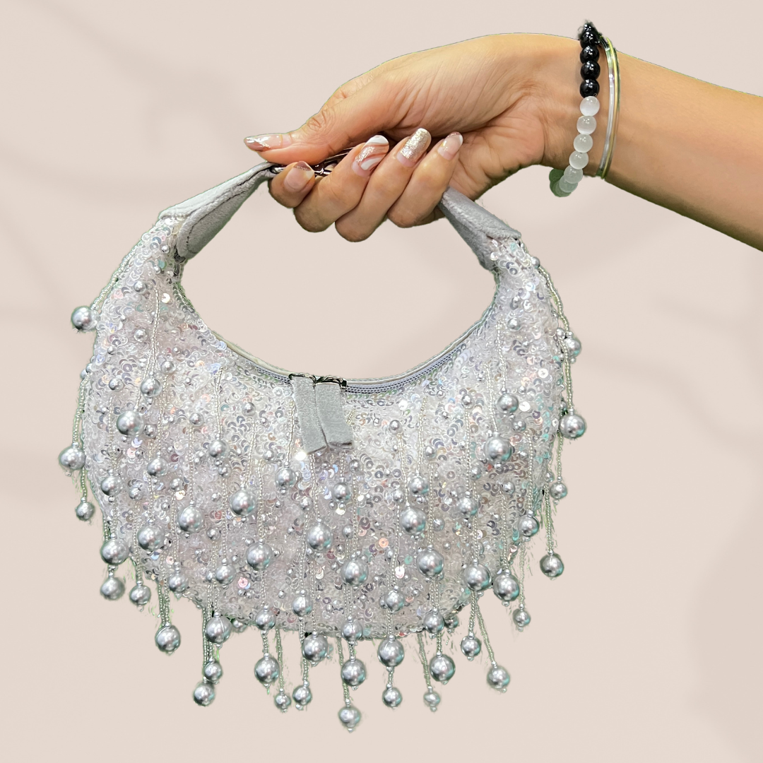 Celestial Sparkle Silver Moon Bag