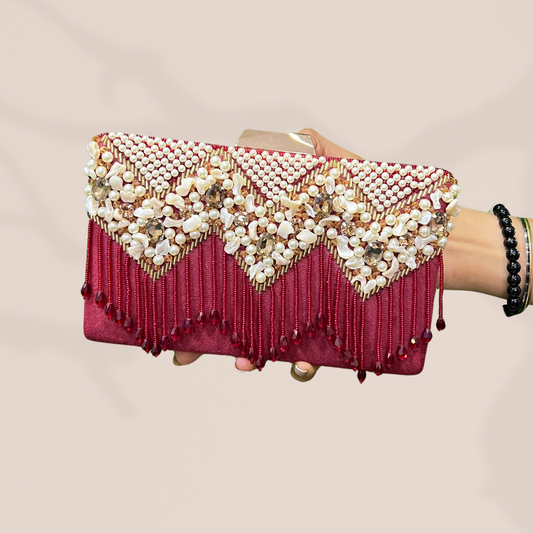 Opulent Chevron Cherry Red Box Clutch