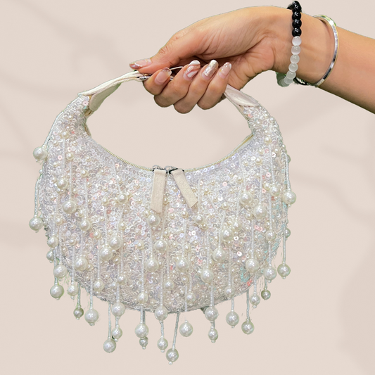 Celestial Sparkle Ivory Moon Bag