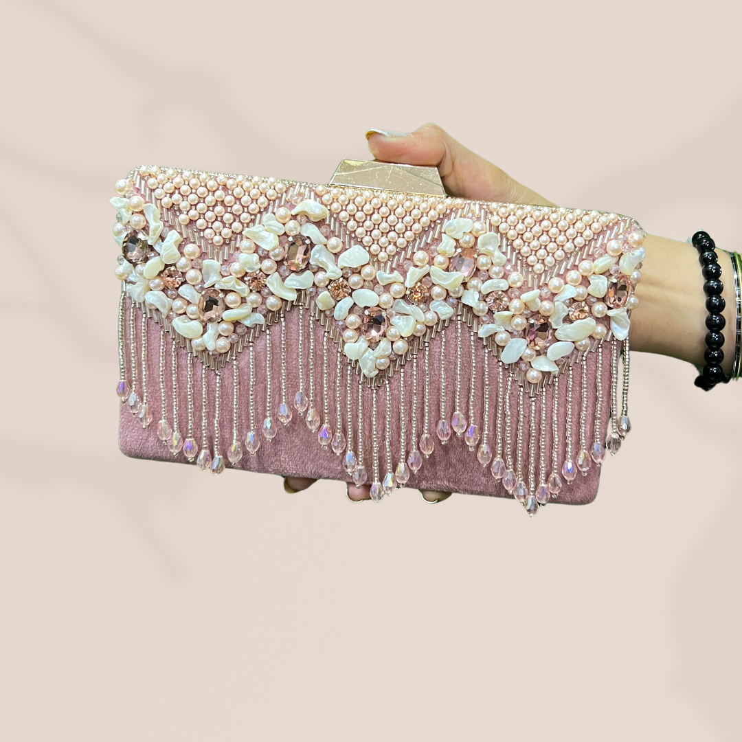 Opulent Chevron Peach Box Clutch