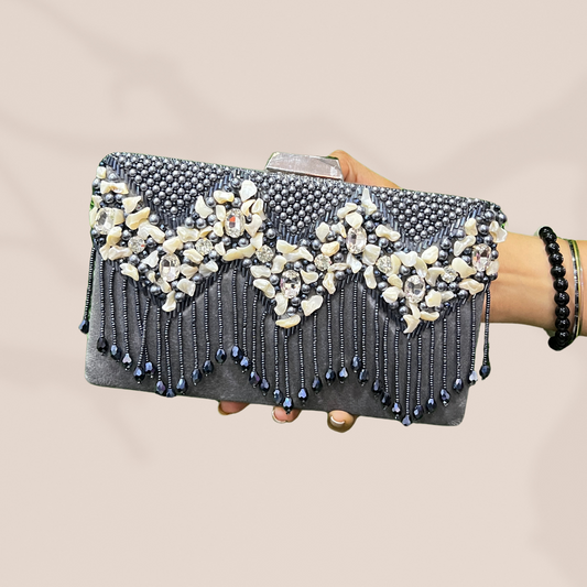 Opulent Chevron Grey Box Clutch