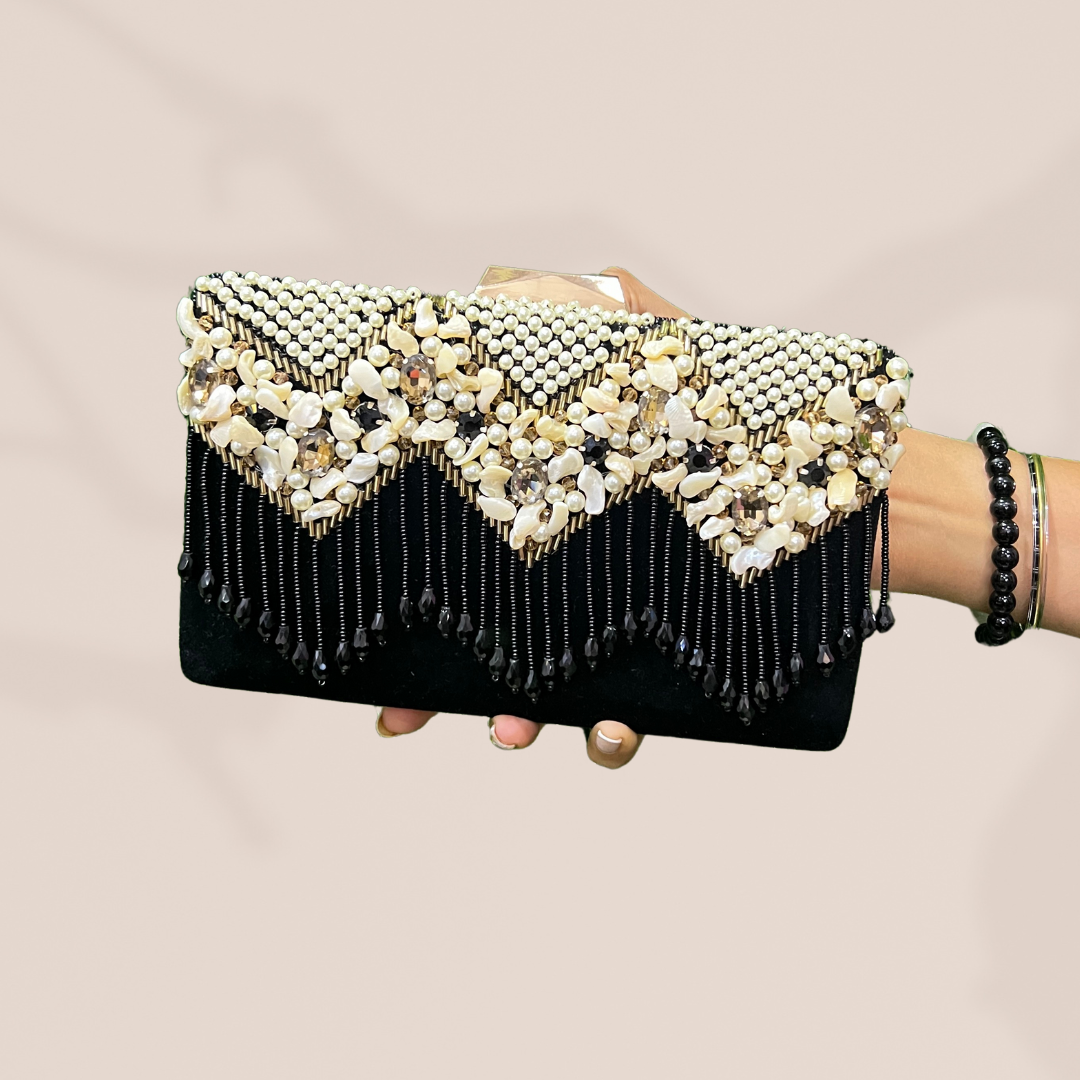 Opulent Chevron Black Box Clutch