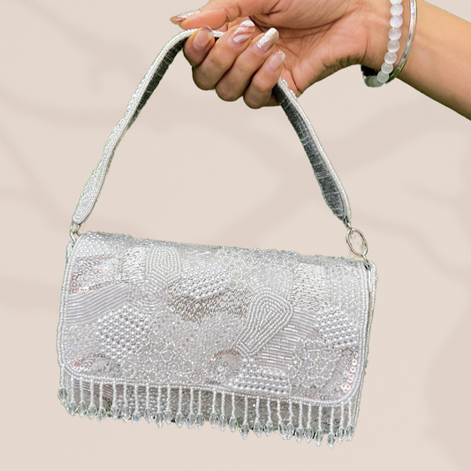 Mosaic Symphony Silver FlapOver Clutch Bag