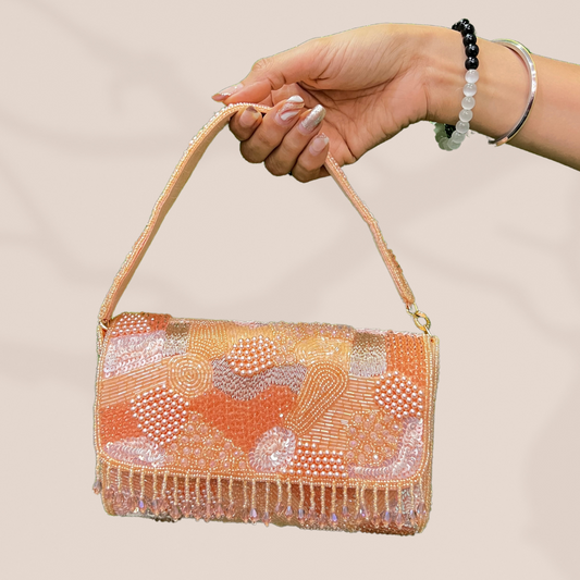 Mosaic Symphony Rose Gold FlapOver Clutch Bag