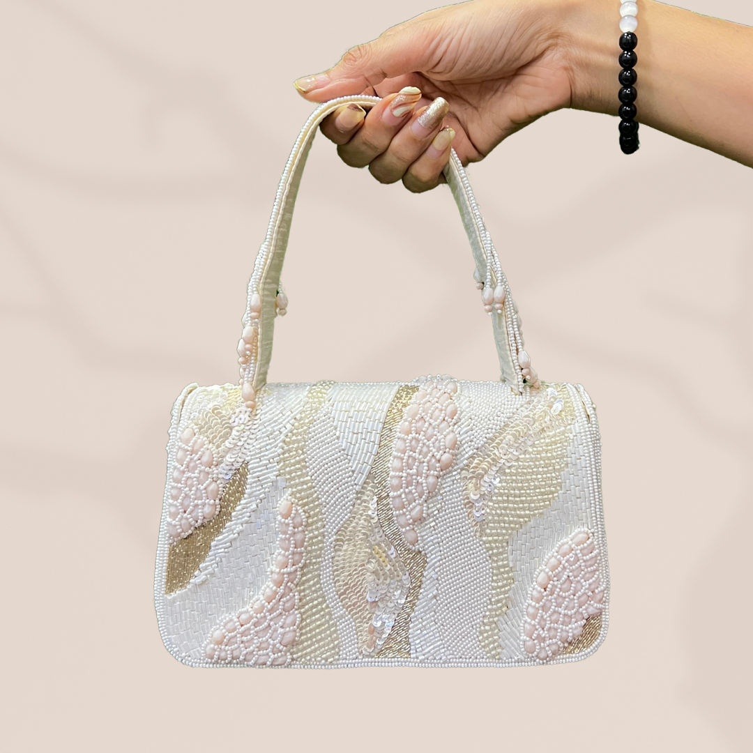 Aurora Cream Beadwork Box Bag