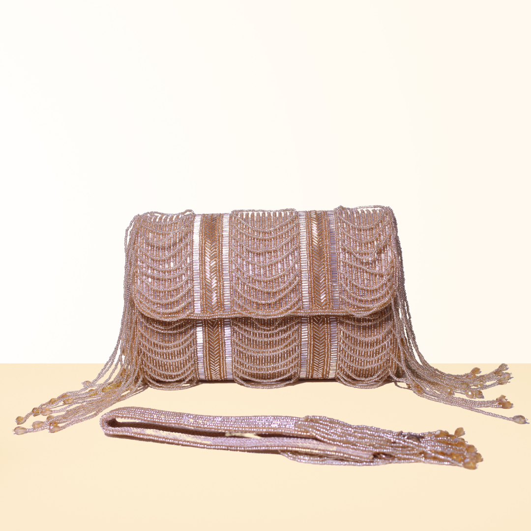 Enchanted Scallop Rose Gold  FlapOver Clutch Bag