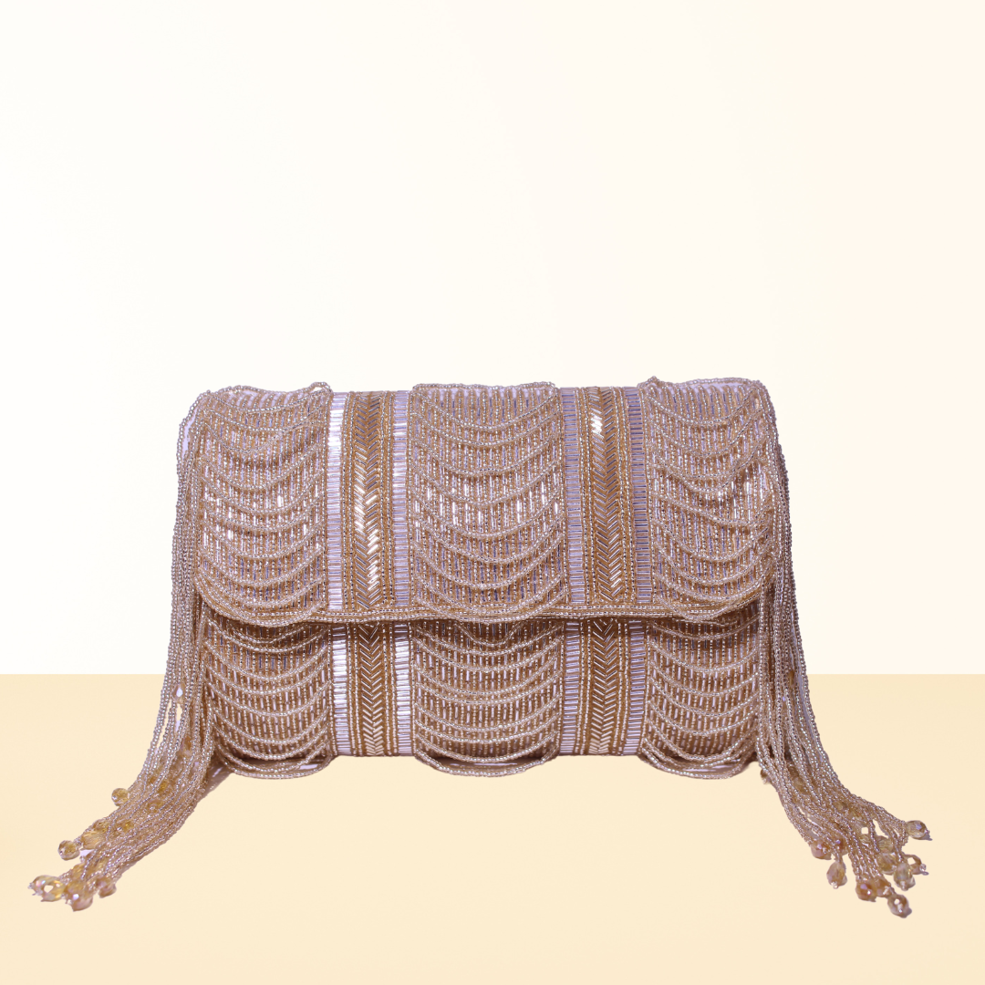 Enchanted Scallop Rose Gold  FlapOver Clutch Bag