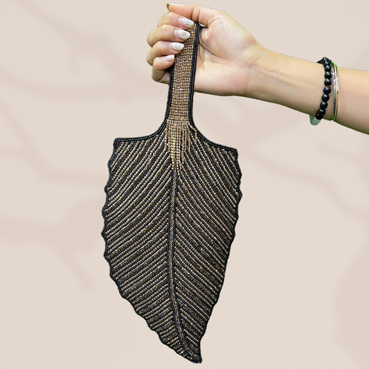 Quirky Black Leaf Potli Bag